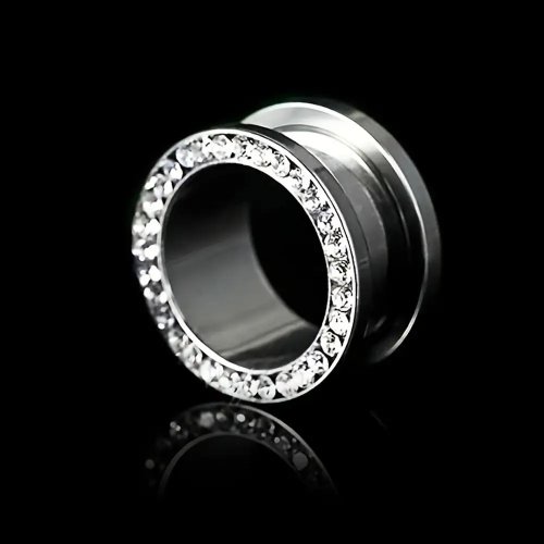 1 cái Tunnel Tai Bằng Thép Không Gỉ với Đá Cubic Zirconia - Flesh Plug & Plug Rỗng Bằng Đồng Thau cho Xỏ Khuyên và Nong Tai