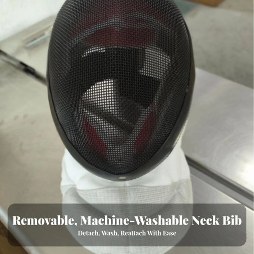 Fencing Faceguard with Stitched Panels for Secure Fit Training Foil Mask with Bib