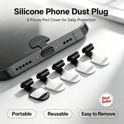 Silicone Dust Plug for iPhone & Type-C - Charger Port Protector, Pack of 2/4/6