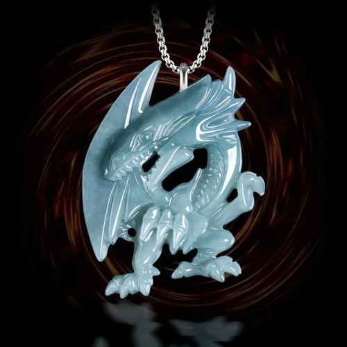Kalung Liontin Naga Giok Myanmar Biru, Perak 925, Jimat, Hadiah Mewah untuk Wanita