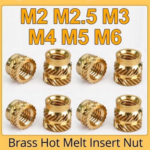 M2-M8 Brass Hot Melt Insert Knurled Nuts for 3D Printer - Heat Molding Threaded Inserts