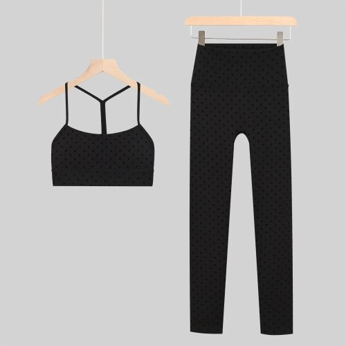 Damen Yoga-Set – Weste, Y-Shape Sport-BH & Cropped Hose, Bequeme Gym- & Lauf-Sportbekleidung