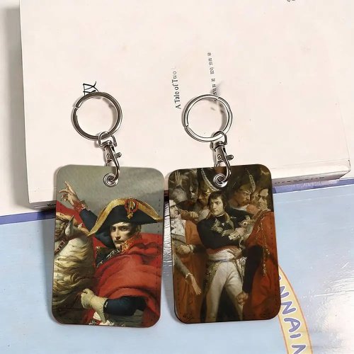Napoleon Bonaparte Cartoon Card Keychain – Cute ID & Bus Card Holder Pendant for Bag, Fashion Gift