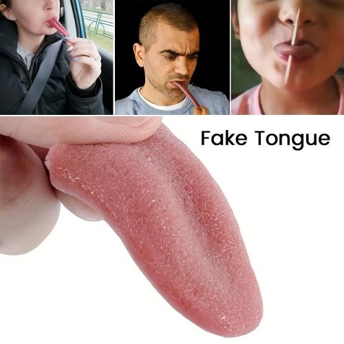 Lengua falsa de silicona divertida para bromas - Perfecta para Halloween y trucos de fiesta, sin pilas