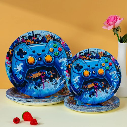 10/25/50 Stuks Game Wegwerp Tafelgerei Set - 7/9 Inch Papieren Borden Game Controller voor Jongens Tieners Gamers Verjaardagsfeest
