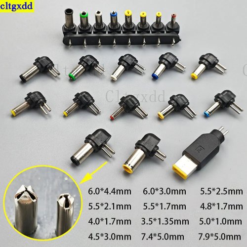 Cltgxdd 90 Degree 2-Pin DC Power Adapter Plug Charger Head 5.5x2.5/4.0x1.7/3.5x1.35mm for Lenovo Asus Laptop