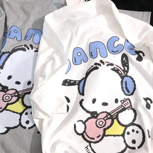 Camiseta Kuromi Estampado Dibujos Animados Verano Manga Corta Holgada Unisex para Estudiantes Moda Regalo