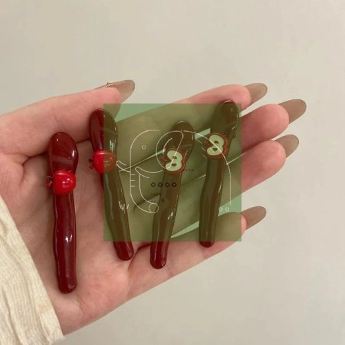 2 fermacapelli a becco d'anatra rossi minimalisti coreani, antiscivolo per frangia laterale per donna, per casa e salone