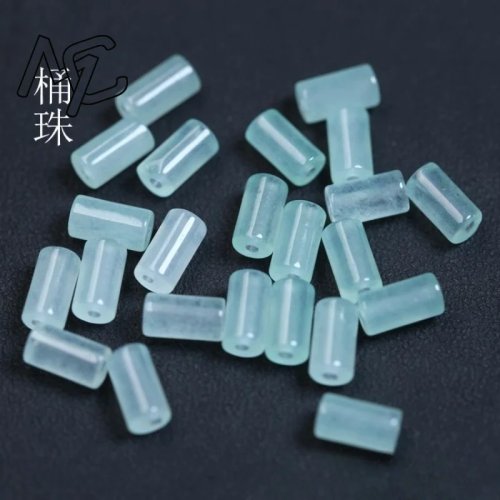 10개 천연 아이스 블루 워터 제이드 배럴 비즈 DIY 팔찌 뱅글 참 제이드 주얼리 패션 액세서리 부적 선물 여성