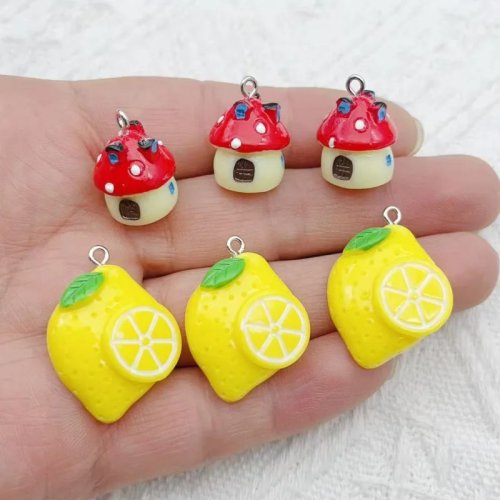 10 ชิ้น จี้ผลไม้ 3D เรซิน สำหรับ DIY เครื่องประดับ - อุปกรณ์เสริม น่ารัก กำไล สร้อยคอ พวงกุญแจ จี้