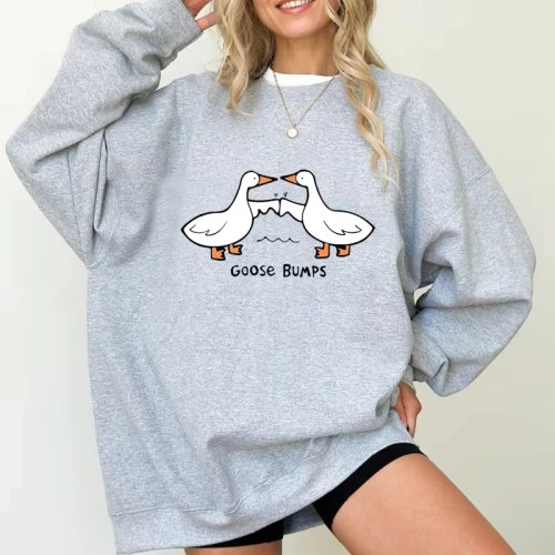 Sudadera con Capucha Estampado Goosebumps Estética Coreana Harajuku Mujer Primavera Otoño