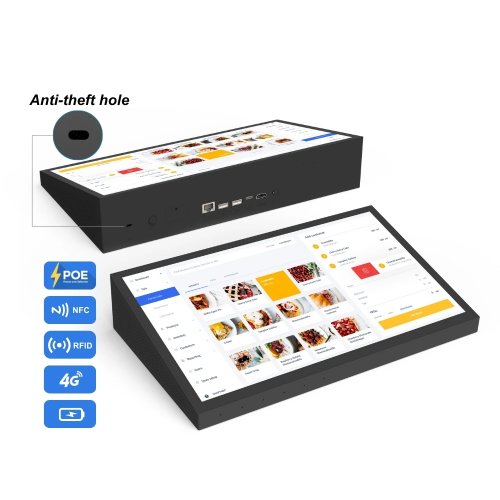 15.6인치 데스크톱 디지털 사이니지 RK3576S Android 15 4+64G RJ45 POE NFC RFID 레스토랑/호텔/정부 평가용 스크린
