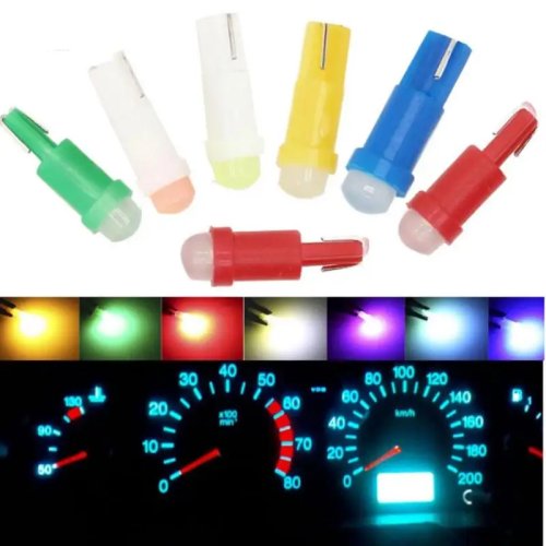 Multicolor T5 Car Dashboard LED Bulbs - 10Pcs, High Brightness, Low Power Consumption, Auto Instrument Gauge Lights