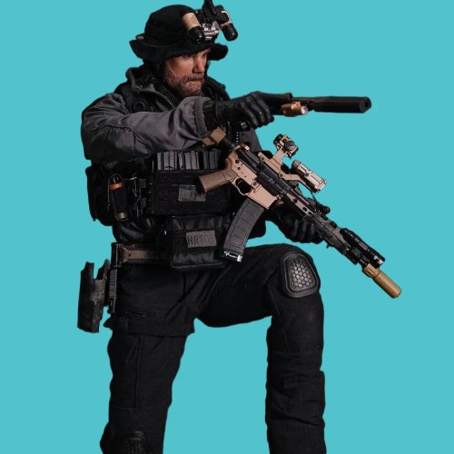 Figura de acción EASY&SIMPLE 1/6 HRT06MM Soldado Americano con chaleco, bolsas, cinturón, armas, botas