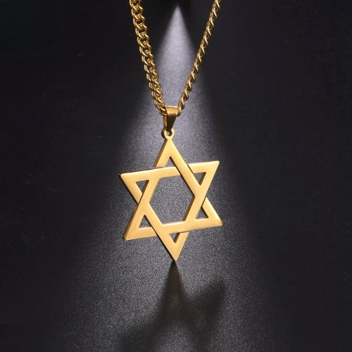Collana con Ciondolo Stella di David in Acciaio Inossidabile per Uomo, Catena Box Vintage, Gioiello Religioso Ebraico