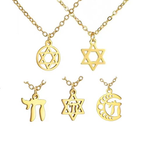 Collana Stella di David con Ciondolo Simbolo Chai Ebraico - Gioiello Religioso Ebraico Regalo per Donna e Uomo