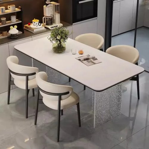 Meja Minimalis Nordik dengan Lempengan Batu - Meja Desainer Kreatif Akrilik Mengambang Modern Sederhana untuk Rumah