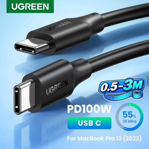Cable UGREEN USB-C a USB-C 100W/60W, cable de carga rápida Type-C 5A/3A para iPhone 17, MacBook, iPad, 0,5-3 m
