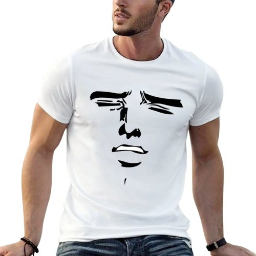 เสื้อยืดผู้ชาย ผ้าฝ้าย 100% พิมพ์หน้าตลก - พิมพ์ตามสั่ง