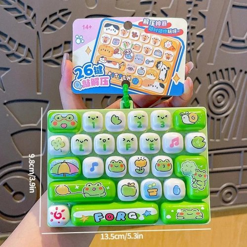 Fidget Toy Keycap Clicker met 26 Toetsen - Stressverlichting Toetsenbord Sleutelhanger, Decompressieknop, Handontspanning, Cartoon, Feestgeschenk