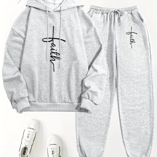 Set Đồ Thể Thao Nữ 2 Món - Áo Hoodie In Họa Tiết và Quần Dài, Trang Phục Thu Đông