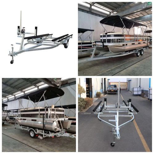 Schwerlast-Pontonboot-Trailer | Verzinkter Stahlrahmen & verstellbare Auflagen | Für Boote 18-25 Fuß