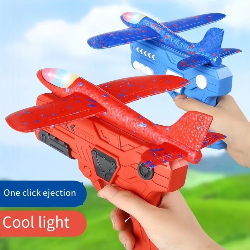 Foam Plane Launcher Toy Gun, Outdoor Catapult Game for Boys Girls, Birthday Christmas Gift