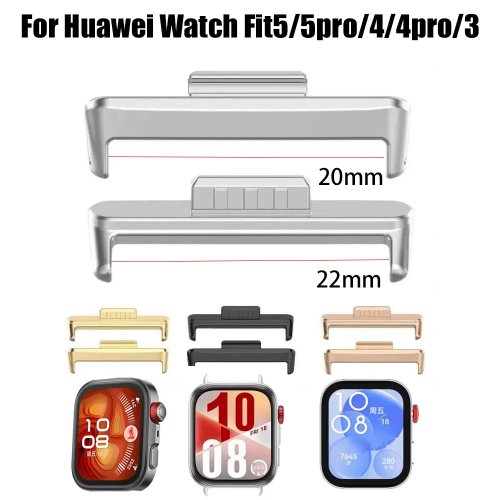 Metal Adapter for Huawei Watch Fit 4/4 Pro/3/5/5 Pro Strap Connector, Stainless Steel, 20mm 22mm Band Width, Watch Accessory