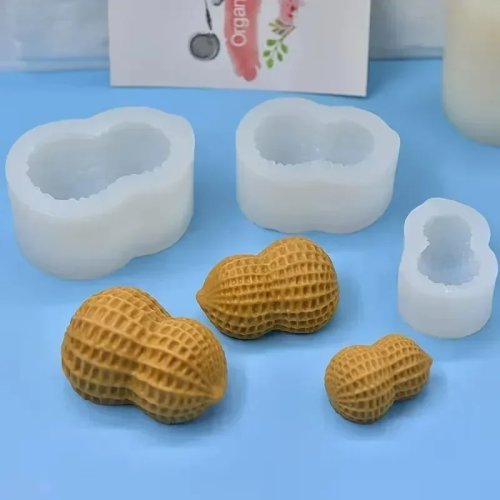 Molde de silicone em forma de amendoim para DIY velas, sabão, gesso, resina