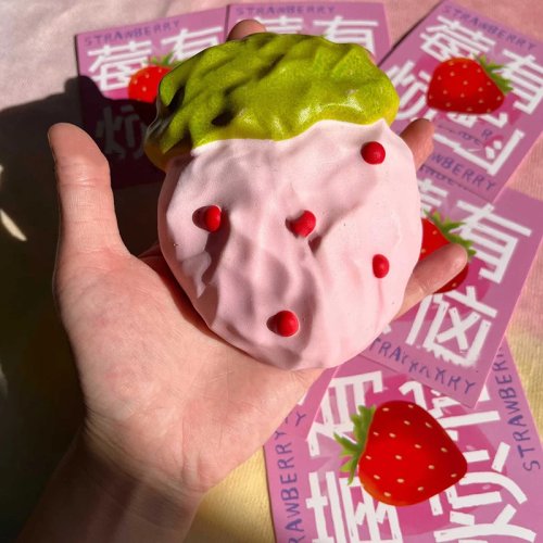 Cute Cream Strawberry Squishy Toy – Soft Slow Rising Stress Relief Sensory Fidget for Anxiety, ADHD, Autism – Gift for Kids