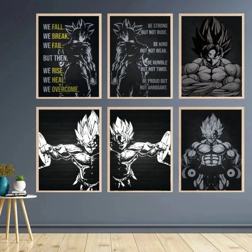 Póster Clásico Dragon Ball Goku y Vegeta - Impresión en Lienzo HD, Decoración de Pared para Gimnasio, Regalo