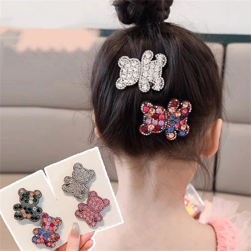 Glanzende Haarspeld Beer met Strass, Schattige Haarclip