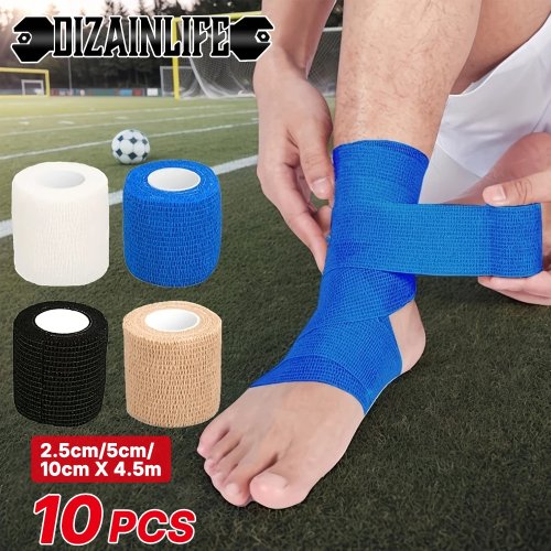 10 pzas Cinta Deportiva Elástica Autoadhesiva Venda 2.5/5/10cm No Tejida Universal para Soporte de Pie y Protección de Articulaciones