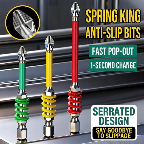 2Pcs Spring Magnetic PH2 Screwdriver Bits, Anti-Slip, 65/70/90/150mm, 1/4'' Hex Shank, Electric Repair Tool