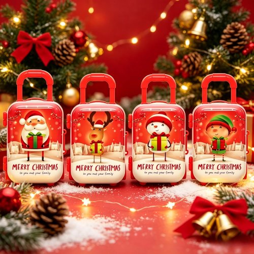 1-20PCS Christmas Mini Trolley Candy Box Cartoon Coin Purse Creative Kids Holiday Gift Box Party Favor Christmas Decoration