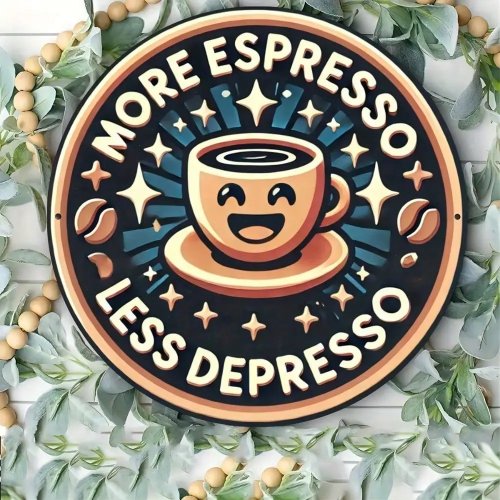 Drink More Espresso, Less Regular Coffee Metal Sign – 20 cm Wall Decor