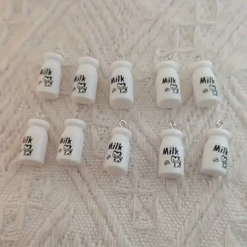 10 piezas Mini Colgantes de Botella de Jugo de Plástico para Collar, Pulsera, Llavero, Creación de Joyas DIY