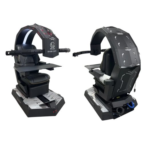 Easecomfy R1 Reclining Cockpit Chair Workstation for 3 Screens, Adjustable with Massage