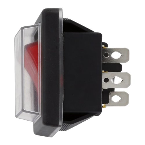 4-Pin Rocker Switch with Red LED Indicator, Tool-Free Brass Terminals, 30A Power Switch for Welding Machines