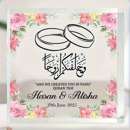 CIFBUY Acrylic Plaque 2D Flat Gold Arabic Calligraphy Wedding Desktop Decor Home Ornament Gift
