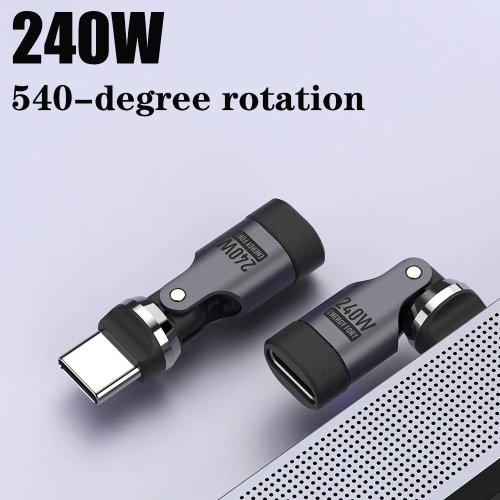 Adaptador Tipo-C 240W, conector recto/acodado giratorio 180/540 grados, transferencia de datos para Samsung