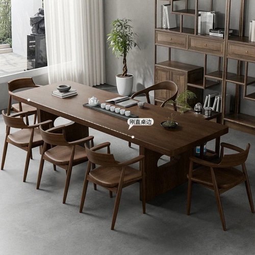 Conjunto de mesa de té y sillas de madera maciza, tablero grande, mesa de alta gama para salón, oficina en casa y recepción