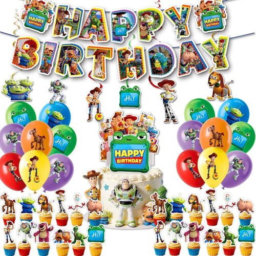 Dekorasi Pesta Ulang Tahun Tema Toy Story - Perlengkapan Pesta, Gelas Kertas, Piring, Aksesori Kartun