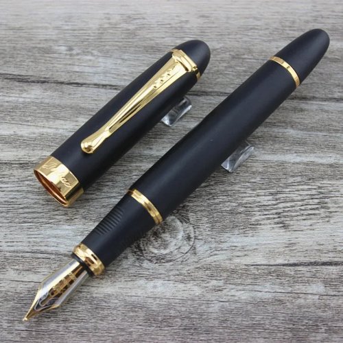 Jinhao X450 Fountain Pen, Frosted Black and Gold, 0.7mm Broad Nib