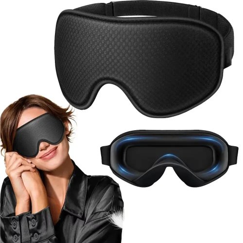 Máscara de Dormir Blackout - Máscara de Olhos 3D Respirável Suave Confortável para Dormir - Alça Ajustável Unissexo