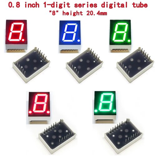 10 pezzi Display a 7 segmenti 1 cifra 0,8 pollici 20x27,7mm, altezza cifra 20,4mm, serie 8106/8102