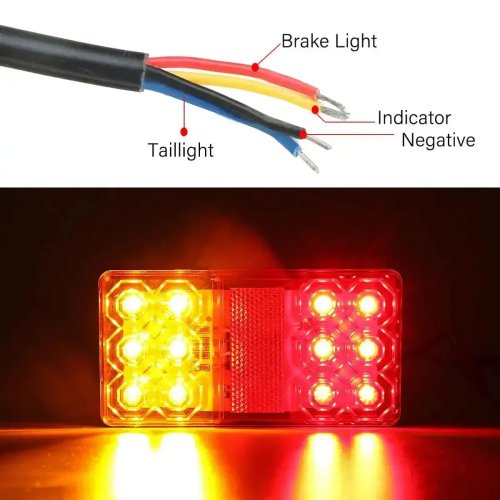 2pcs 12V/24V 12 LED Tail Light Brake Turn Signal for Boat Trailer Caravan Van Truck