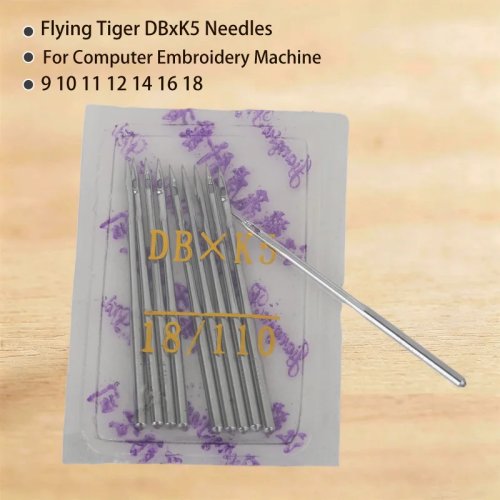 10 piezas Agujas para máquina de coser Flying Tiger DBXK5/DB*K5 plateadas para bordadora computarizada, tamaños 9-18