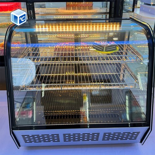 Vetrina refrigerata da banco per torte, raffreddamento a ventola, R600a, 2 ripiani, LED - Per pasticceria, bar, supermercato