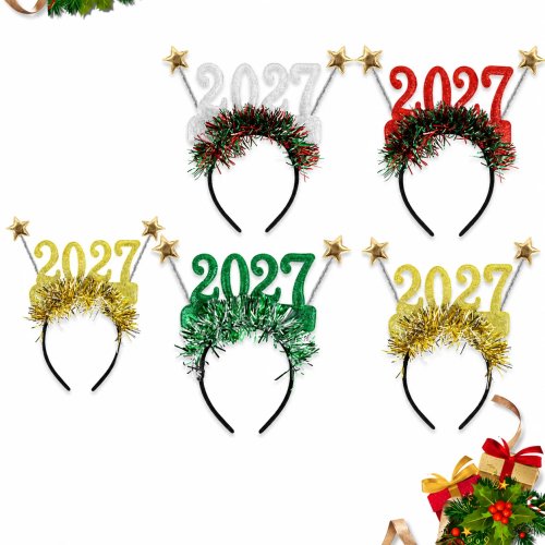 Glitter Christmas Party Headband for Adults, Kids & Pets - 2027 Decorative Carnival Headwear, Multiple Colors